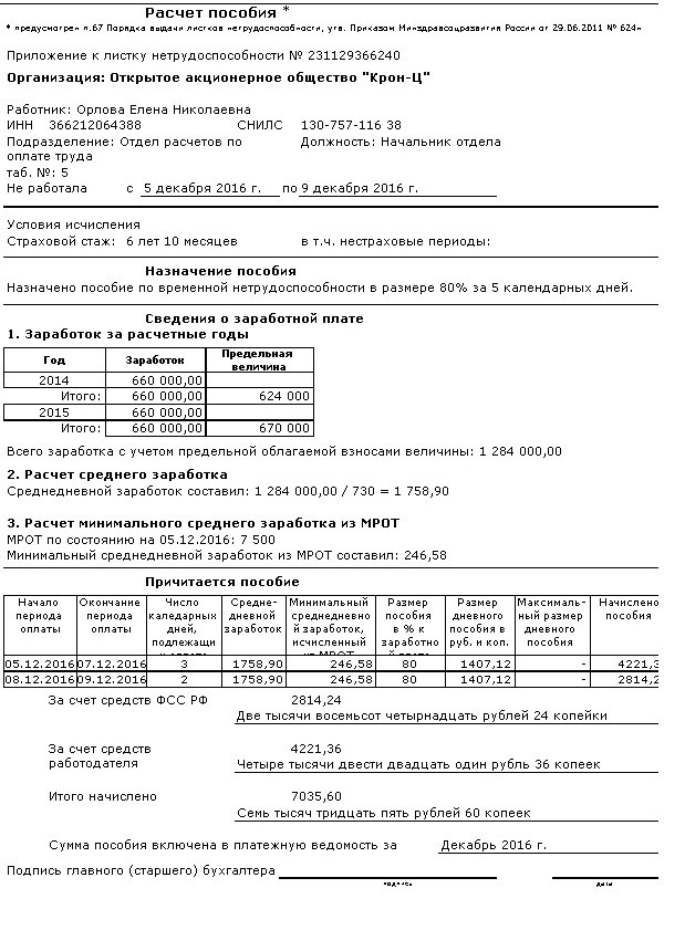 Порядок расчета пособия по временной нетрудоспособности: бланк приложения Порядок расчета пособия по временной нетрудоспособности: бланк приложения